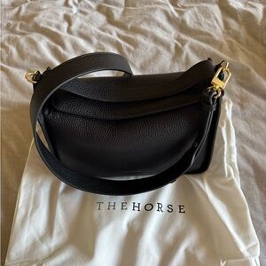 The Horse Black Clementine Shoulder Bag with Gold Hardware